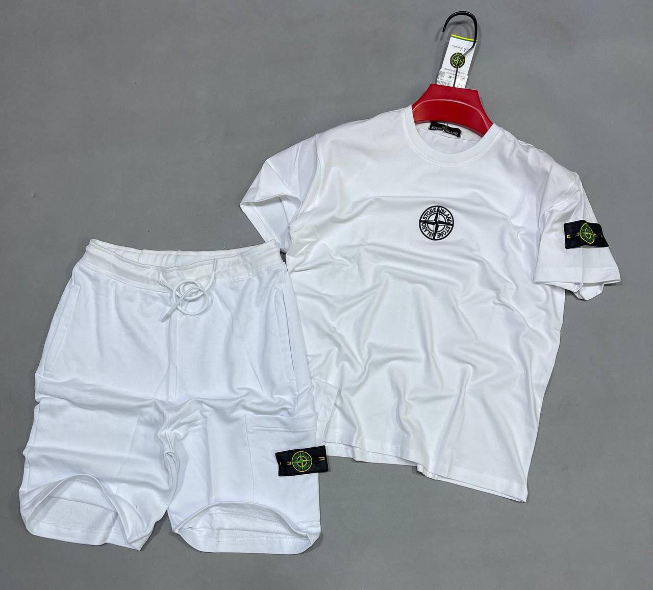 Conjunto Stone Island Blanco Corto