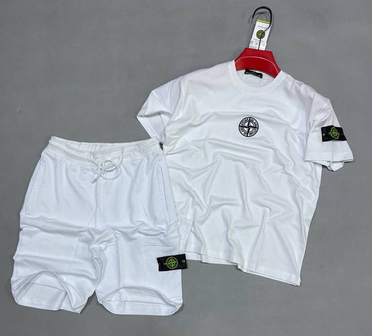 Conjunto Stone Island Blanco Corto