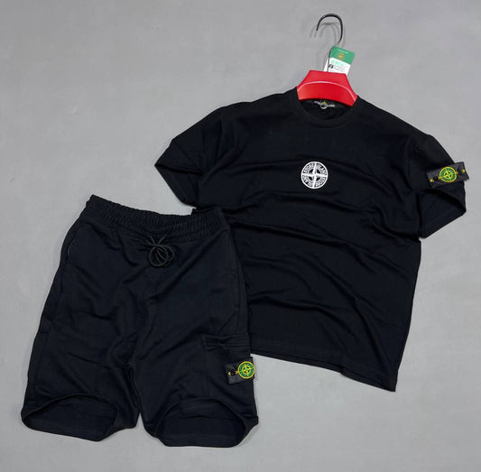 Conjunto Stone Island Negro Corto